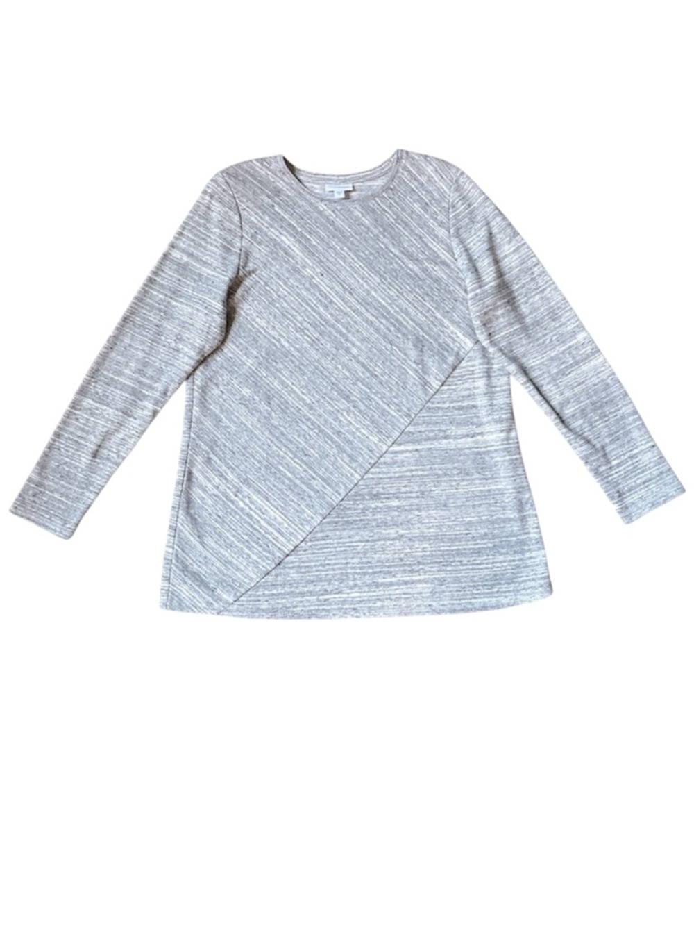 J. Jill Purejill crewneck top M asymmetrical stripe gray all cotton soft comfy
